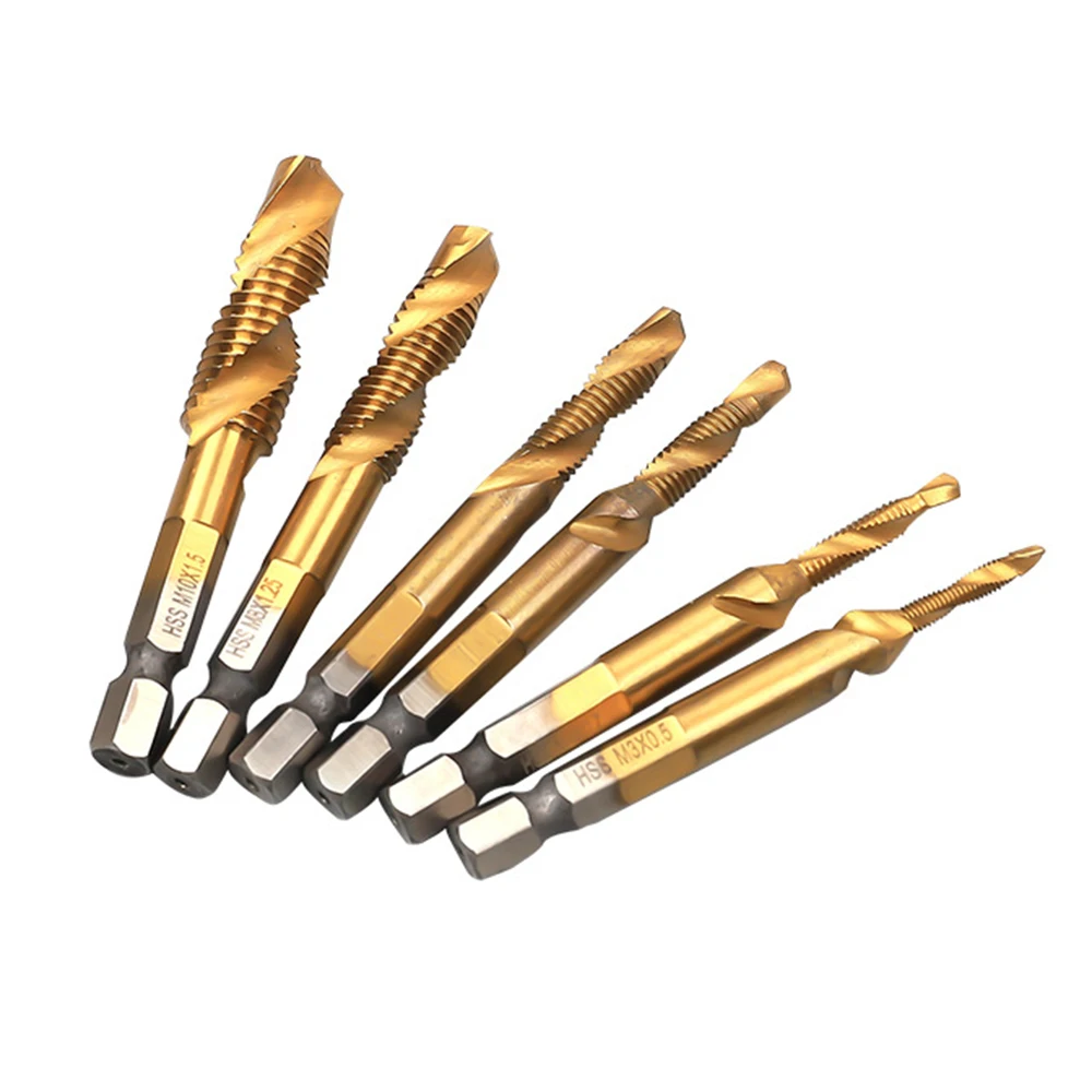 6 шт./компл. 1/4 "шестигранный хвостовик Сверло из стали HSS метрический кран с