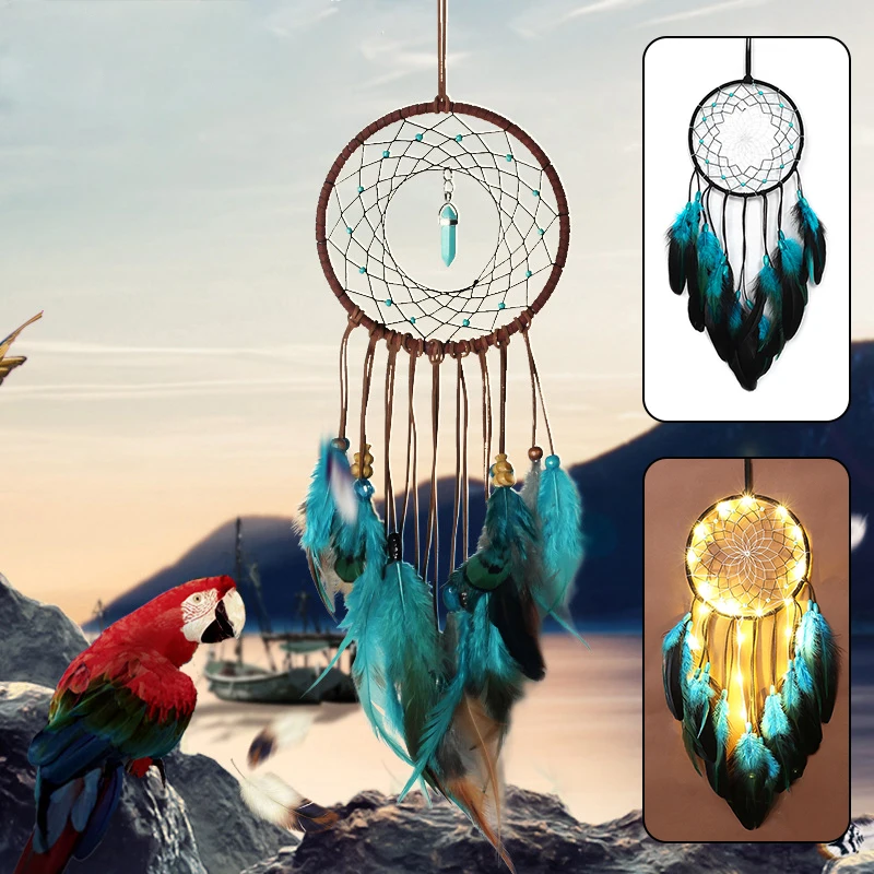 Blue Color DreamCatcher With LED light Folk Style Wind Chimes Room Decoration Dream Catcher Photo Props Balcony Decor Best Gifts
Blue Color DreamCatcher With LED light Folk Style Wind Chimes Room Decoration Dream Catcher Photo Props Balcony Decor Best Gifts