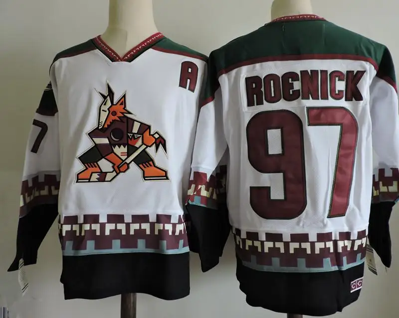 

Phoenix Coyotes 97 Jeremy Roenick 99 Wayne Gretzky MEN'S Hockey Jersey Embroidery Stitched Customize any number and name