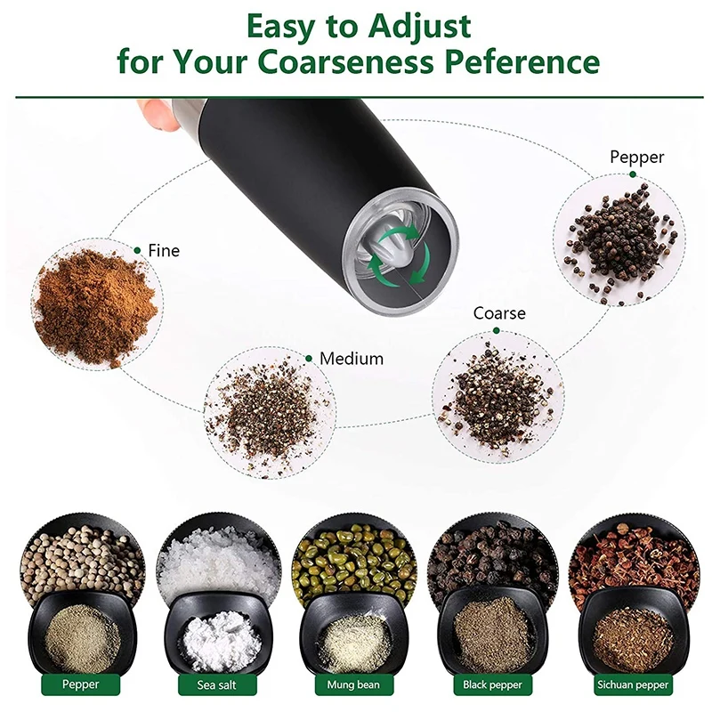 Electric Salt and Pepper Grinder Set,Gravity Automatic Mill with Stand and Small Brush(2PCS),Battery Operated
Electric Salt and Pepper Grinder Set,Gravity Automatic Mill with Stand and Small Brush(2PCS),Battery Operated