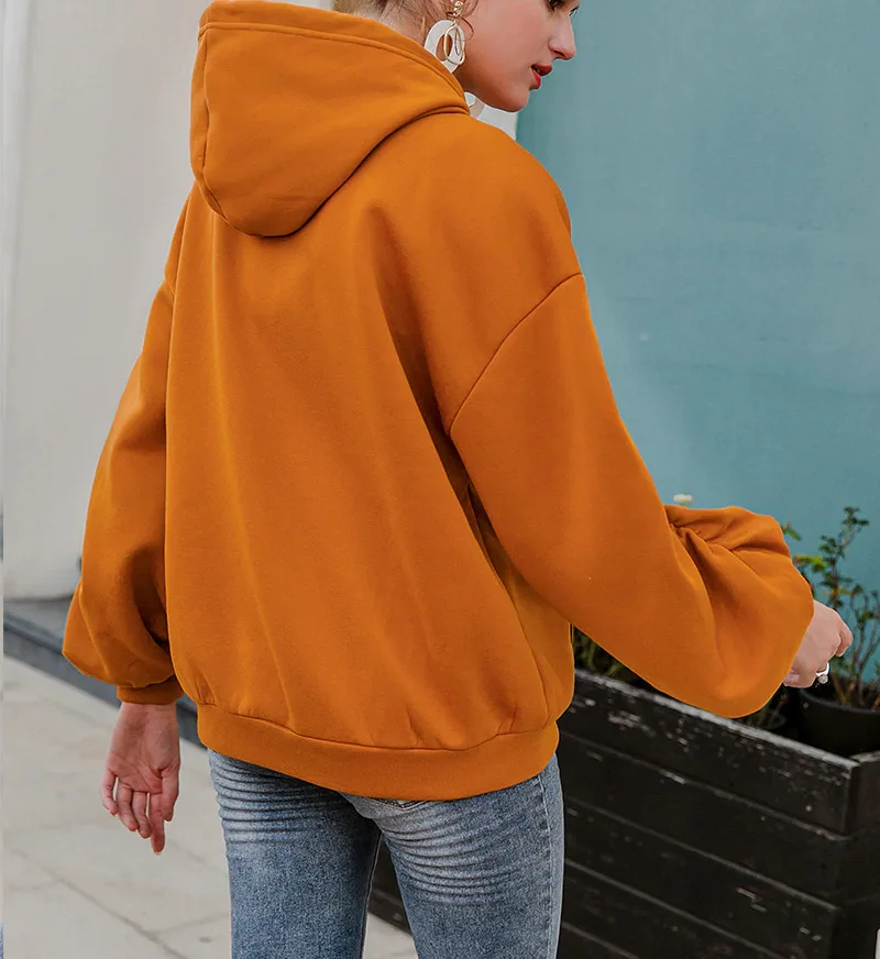 Causal orange Hoodies Autumn Winter Women Fashion Knitted Hoodies sleeve drawstring Sweatershirt 2020
Causal orange Hoodies Autumn Winter Women Fashion Knitted Hoodies sleeve drawstring Sweatershirt 2020