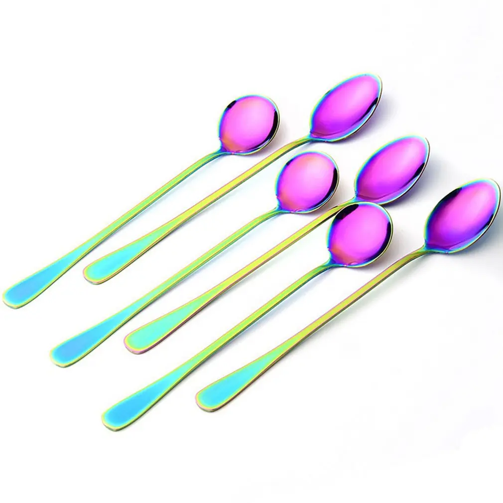 6Pcs/lot Stainless Steel Long-handled Spoon Rainbow Dessert Ice Cream Coffee Spoon Stirring Teaspoons Coffee Spoon Flatware Set
6Pcs/lot Stainless Steel Long-handled Spoon Rainbow Dessert Ice Cream Coffee Spoon Stirring Teaspoons Coffee Spoon Flatware Set