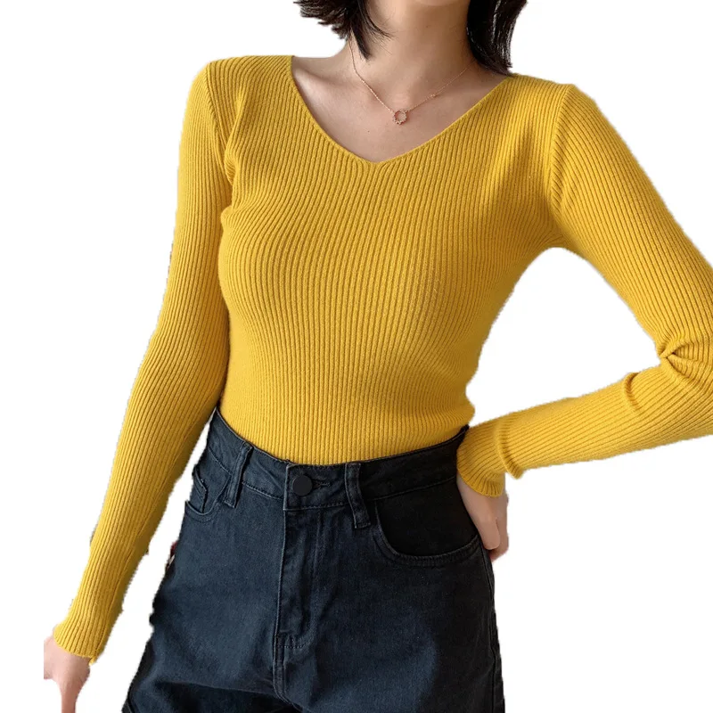 Knit Women Pullover Long-Sleeved Sweater Red V-neck 2020 Sweater Women's T-shirt Top Elastic for Autumn and Winter
Knit Women Pullover Long-Sleeved Sweater Red V-neck 2020 Sweater Women's T-shirt Top Elastic for Autumn and Winter