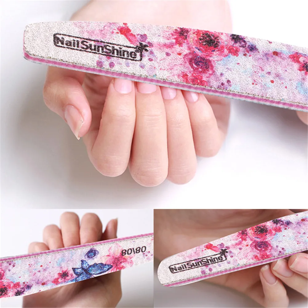 

6pcs New Nail File Flower Printed Nail buffer Block Colorful Lime a ongle 80/100/150/180/240/320 Washable File Manicure Tool