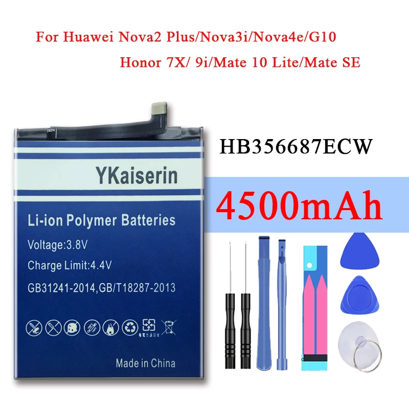 For HuaWei 4500mAh HB356687ECW battery Huawei Nova 2 plus/Nova 2i/ G10/Mate 10 Lite/ Honor 7x/Honor 9i Batteries + Tools | Компьютеры и