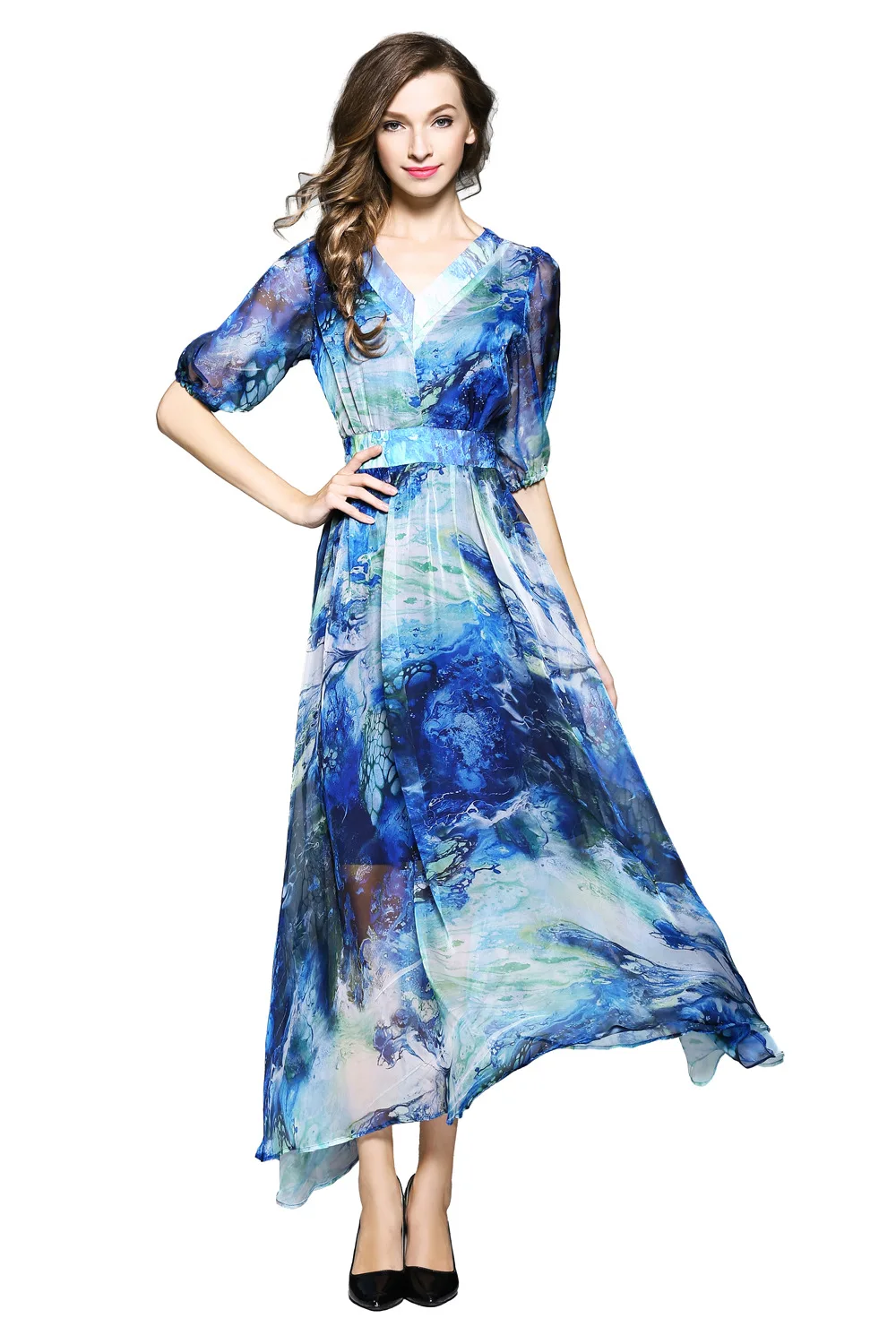 2019 women's V-neck sleeve printed chiffon dress long Dress 3510 plus size maxi dress sexy dresses party night club dress
2019 women's V-neck sleeve printed chiffon dress long Dress 3510 plus size maxi dress sexy dresses party night club dress