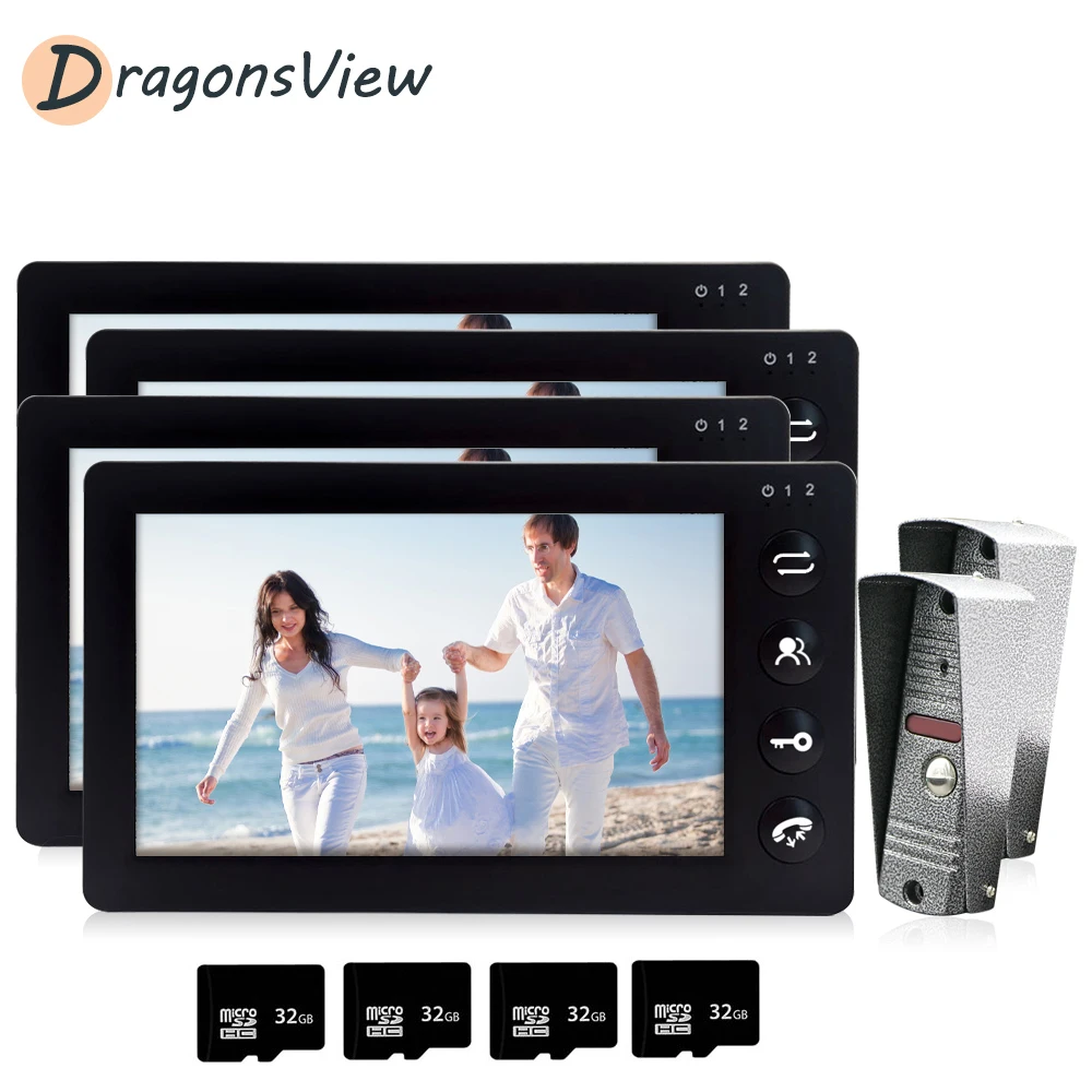 Dragonsview видео домофон с движения Сенсор безопасности вход 4 квартира телефон двери