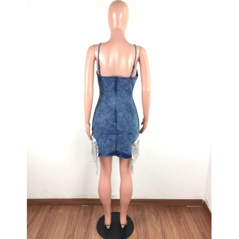 WEPBEL Denim Dress Summer Backless Spaghetti Strap Strapless Irregular Dress Women's Tassel Sequins Slim Fit Patchwork Dress
WEPBEL Denim Dress Summer Backless Spaghetti Strap Strapless Irregular Dress Women's Tassel Sequins Slim Fit Patchwork Dress
