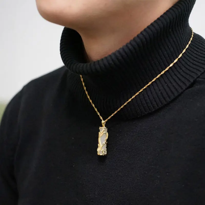 Natural Jade Hotian Jade Pendant Men and Women Couple's Gold Inlaid White Jade Zodiac Dragon and Phoenix Column Jade Pendant
Natural Jade Hotian Jade Pendant Men and Women Couple's Gold Inlaid White Jade Zodiac Dragon and Phoenix Column Jade Pendant