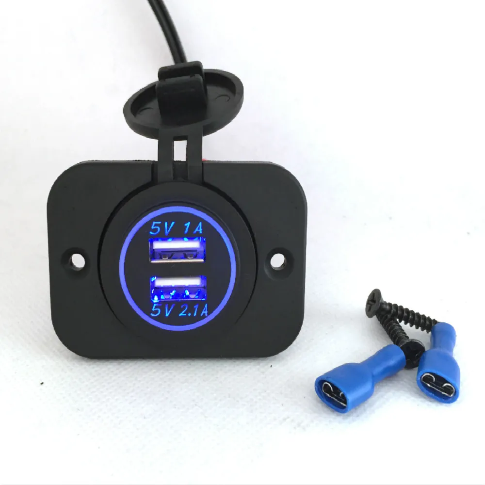 Водонепроницаемое автомобильное зарядное устройство с двумя USB-портами 12-24 В 1 А и