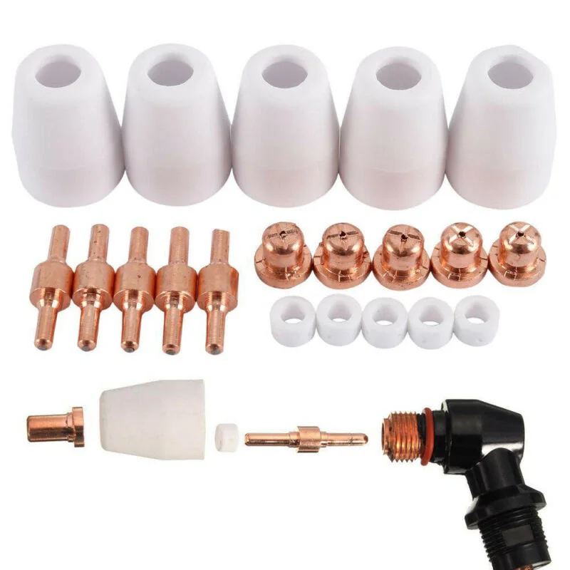 20pcs Consumables For Plasma Cutter CUT 40/50 Electrodes Tips Kits PT-31 Cutting Shield Cups Rings Tips Plasma Nozzle Accessorie
20pcs Consumables For Plasma Cutter CUT 40/50 Electrodes Tips Kits PT-31 Cutting Shield Cups Rings Tips Plasma Nozzle Accessorie