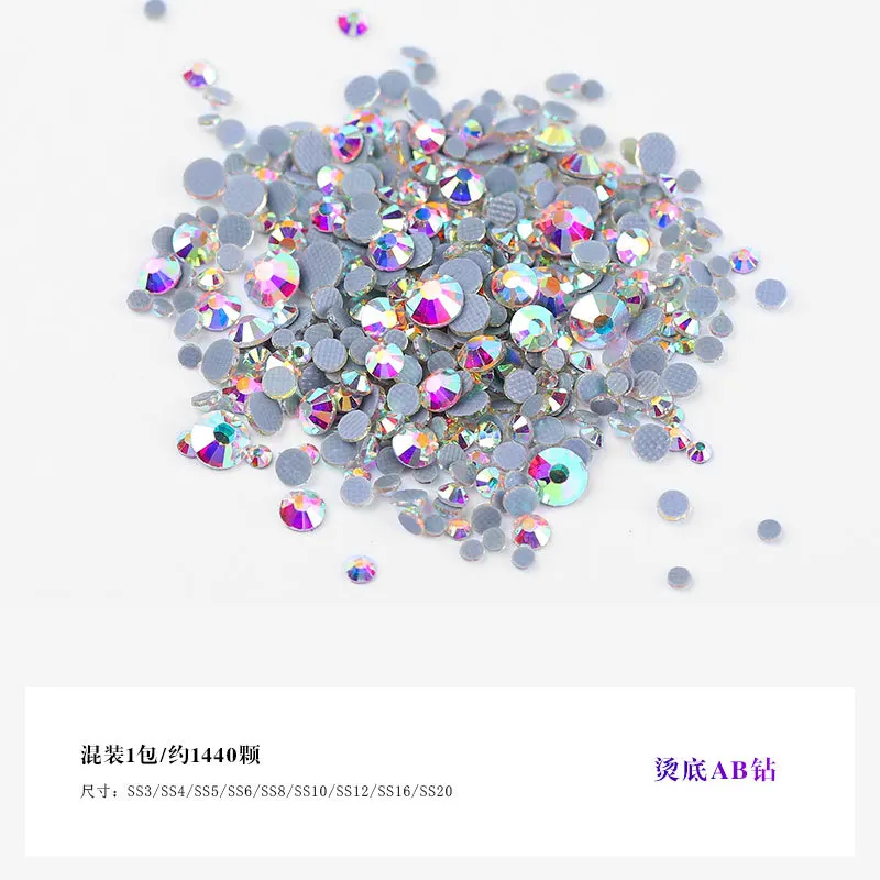 1440pcs/bag Colorful 3D Nail Decoration DIY Nail Art Rhinestone Multi-size Crystal AB Flat Flat Back Rhinestones SS3-SS20
1440pcs/bag Colorful 3D Nail Decoration DIY Nail Art Rhinestone Multi-size Crystal AB Flat Flat Back Rhinestones SS3-SS20