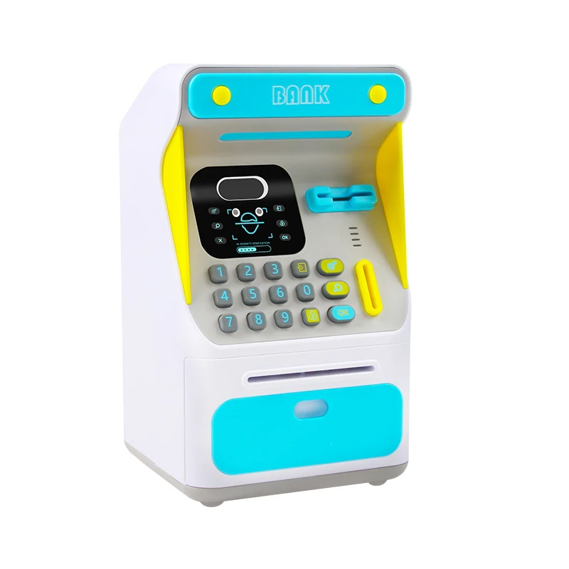 Electronic Piggy Bank Safe Deposit Box Simulated Face Recognition ATM Machine Cash Box Paper Banknote Kids Gift Bank Safe
Electronic Piggy Bank Safe Deposit Box Simulated Face Recognition ATM Machine Cash Box Paper Banknote Kids Gift Bank Safe