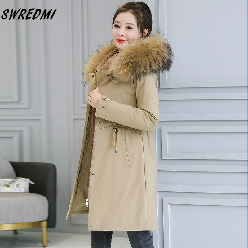 Толстое теплое зимнее пальто SWREDMI женская зимняя куртка с меховой подкладкой