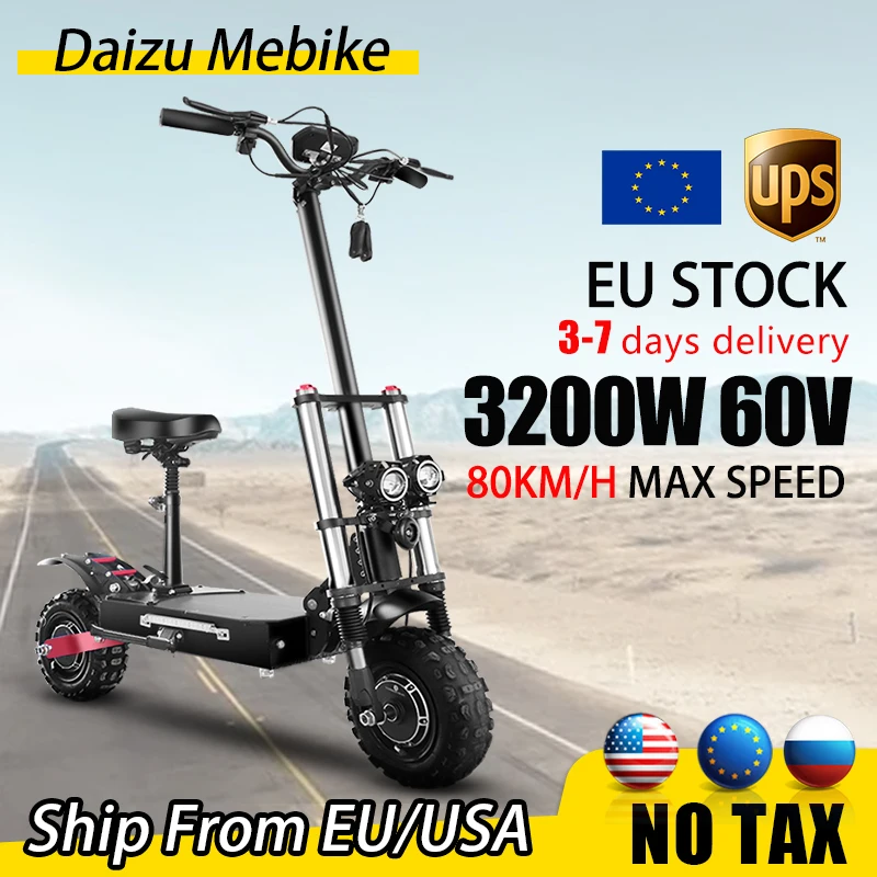 

No Vat 5600W Powerful Electric Kick Board EU US Stock Electric Scooter Max Speed 85km/h patinete electrico Folding Escooter