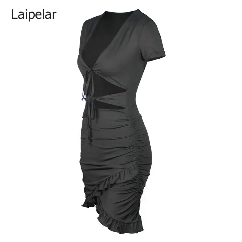 Lace Up V Neck Ruched Bodycon Mini Dress Women 2020 Summer Hollow Out Ruffles Sundress Beachwear Vestidos
Lace Up V Neck Ruched Bodycon Mini Dress Women 2020 Summer Hollow Out Ruffles Sundress Beachwear Vestidos