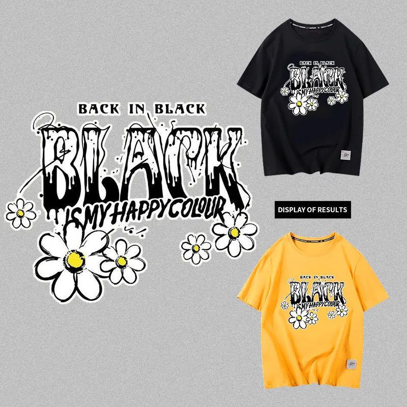 Letter Black small chrysanthemum print heat transfer sticker for DIY vinyl patch clothes iron On for T-shirt decoration
Letter Black small chrysanthemum print heat transfer sticker for DIY vinyl patch clothes iron On for T-shirt decoration