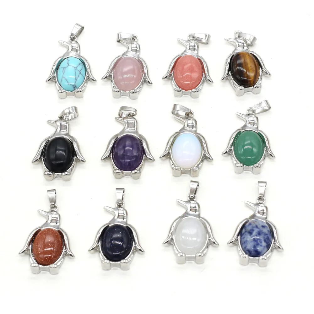 Natural Stone Necklace Pendants Cute Penguin Blue Turquoise Tiger Eye Charms for Jewelry Making Necklace Earring Crafts
Natural Stone Necklace Pendants Cute Penguin Blue Turquoise Tiger Eye Charms for Jewelry Making Necklace Earring Crafts