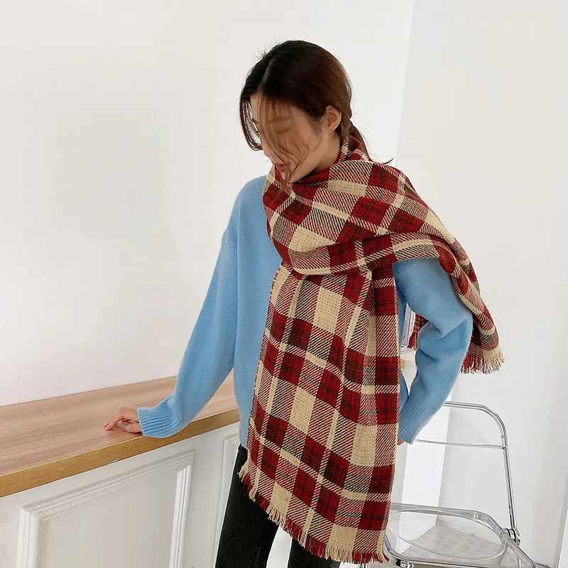 Korean winter thick striped color matching woman's scarf imitation cashmere Neckerchief plaid warm shawl
Korean winter thick striped color matching woman's scarf imitation cashmere Neckerchief plaid warm shawl
