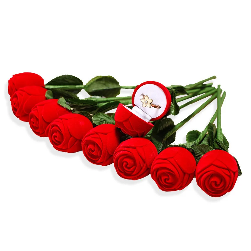 1pc Romantic Rose Flower with Rod Ring Box Velvet Creative Gift Box Jewelry Packaging Display Case Wedding Engagement Valentine 
1pc Romantic Rose Flower with Rod Ring Box Velvet Creative Gift Box Jewelry Packaging Display Case Wedding Engagement Valentine