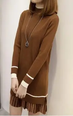 2021 sweater dress female autumn and winter medium-long pullover turtleneck sweater basic loose