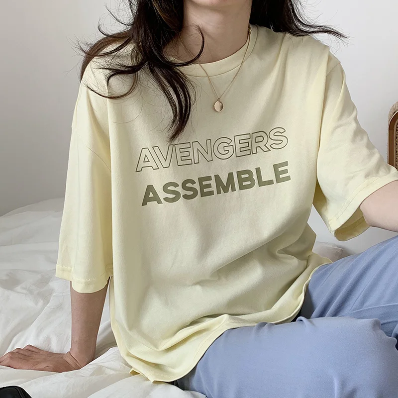 Qooth Printed Letter O-Neck Solid T-Shirt Womens Summer O-Neck All Match Simple Design Short-Sleeved T-shirt Causal Tops QT615
Qooth Printed Letter O-Neck Solid T-Shirt Womens Summer O-Neck All Match Simple Design Short-Sleeved T-shirt Causal Tops QT615