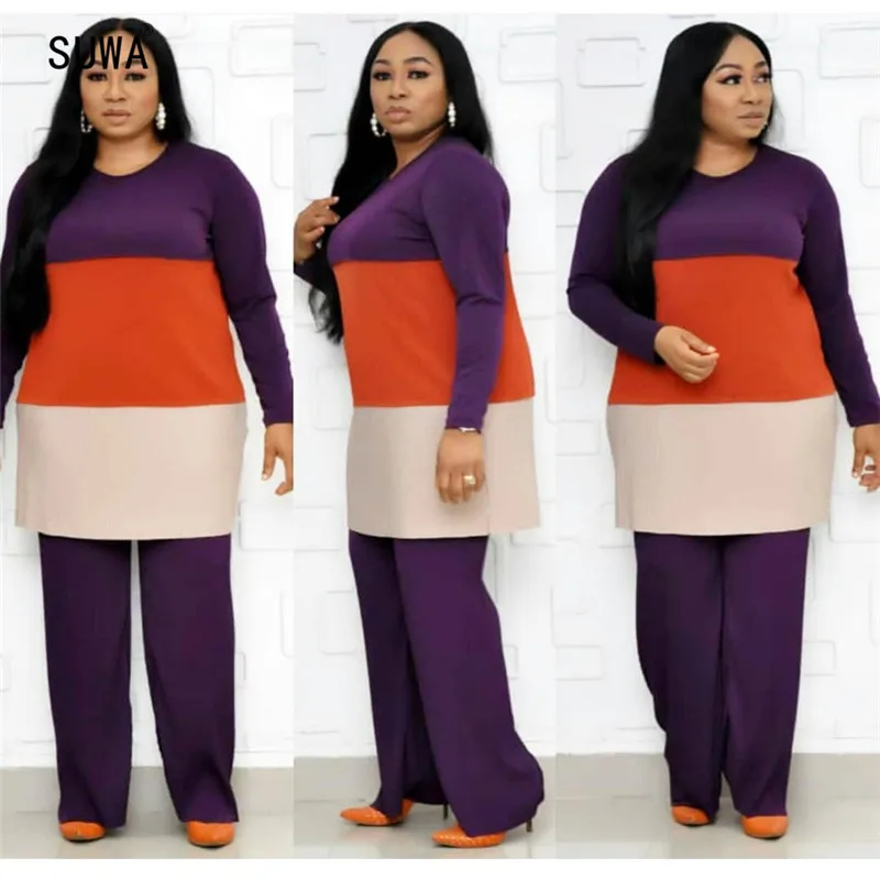 Женская повседневная одежда размера плюс, осенний стиль, Длинные свободные топы с длинным рукавом и однотонные прямые брюки, горячая Распро... 
Женская повседневная одежда размера плюс, осенний стиль, Длинные свободные топы с длинным рукавом и однотонные прямые брюки, горячая Распро...