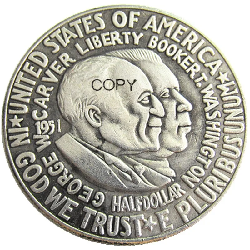 США 1951 P/S/D Booker T. Копия монеты с покрытием из серебра в форме полудоллара Вашингтона
США 1951 P/S/D Booker T. Копия монеты с покрытием из серебра в форме полудоллара Вашингтона