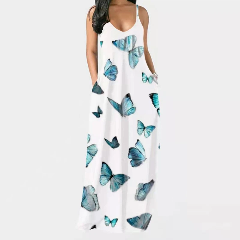 Fashion Women's Loose Summer Sleeveless Casual Print Pocket Sling Dress Soft Ankle Length Beach Female Dress
Fashion Women's Loose Summer Sleeveless Casual Print Pocket Sling Dress Soft Ankle Length Beach Female Dress