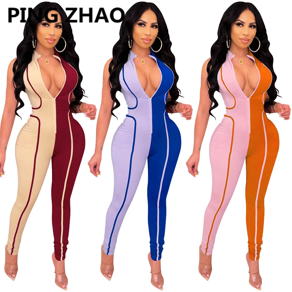PING ZHAO Color Patchwork Romper Women Zippers Sleeveless V Neck Sporty Jumpsuit Sexy Party Club One Piece Overalls Outfit
PING ZHAO Color Patchwork Romper Women Zippers Sleeveless V Neck Sporty Jumpsuit Sexy Party Club One Piece Overalls Outfit