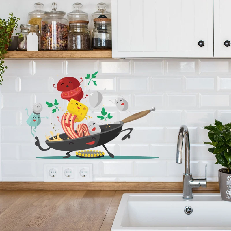Cartoon Happy pan kitchen Wall Sticker for Kitchen fridge cupboard decoration art Decals Removable home stickers Mural wallpaper
Cartoon Happy pan kitchen Wall Sticker for Kitchen fridge cupboard decoration art Decals Removable home stickers Mural wallpaper