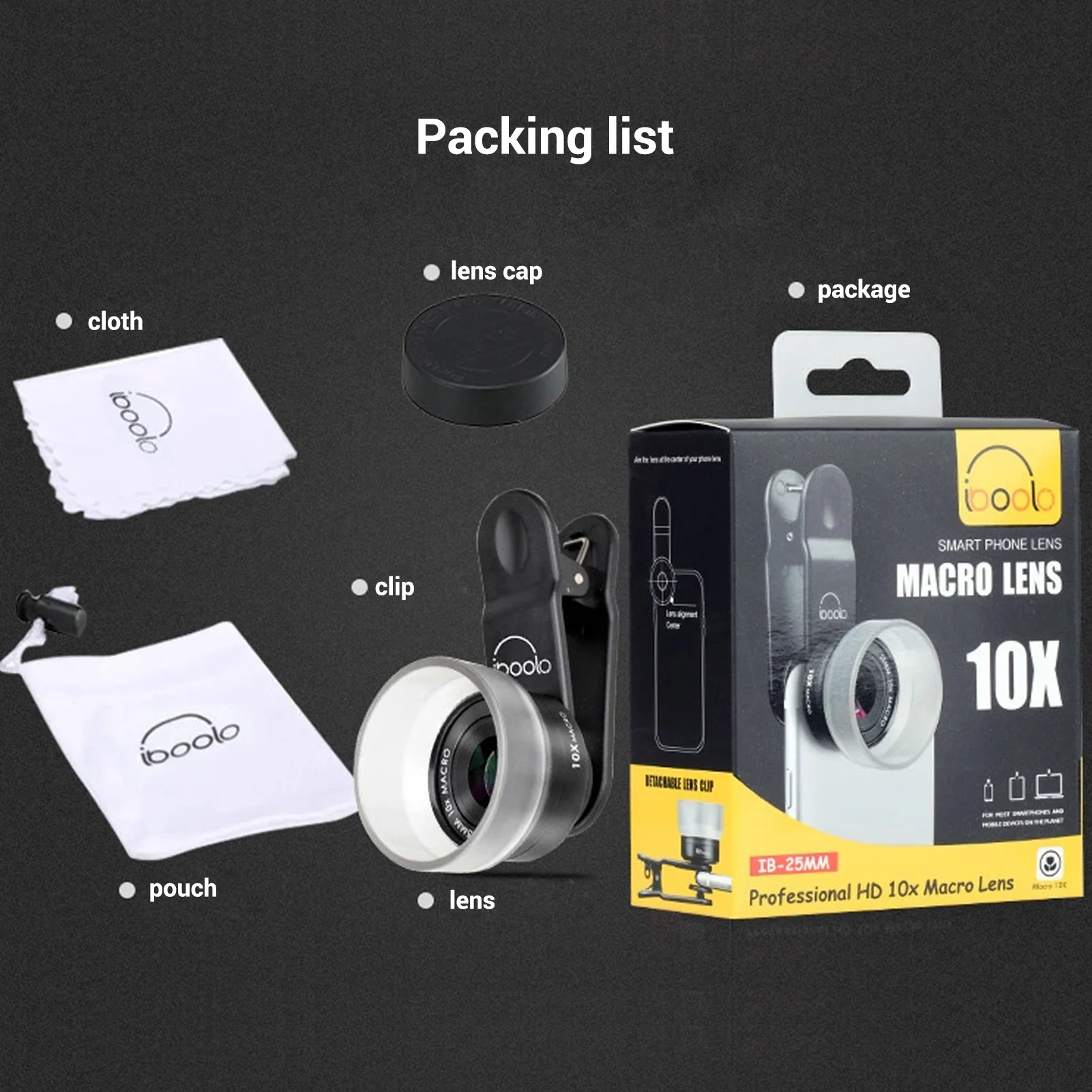 Professional HD 25mm 10X Macro Lens Clip-on Phone Camera Lens Add-on Lens Camera Lens Compatible with Most Smartphones 
Professional HD 25mm 10X Macro Lens Clip-on Phone Camera Lens Add-on Lens Camera Lens Compatible with Most Smartphones