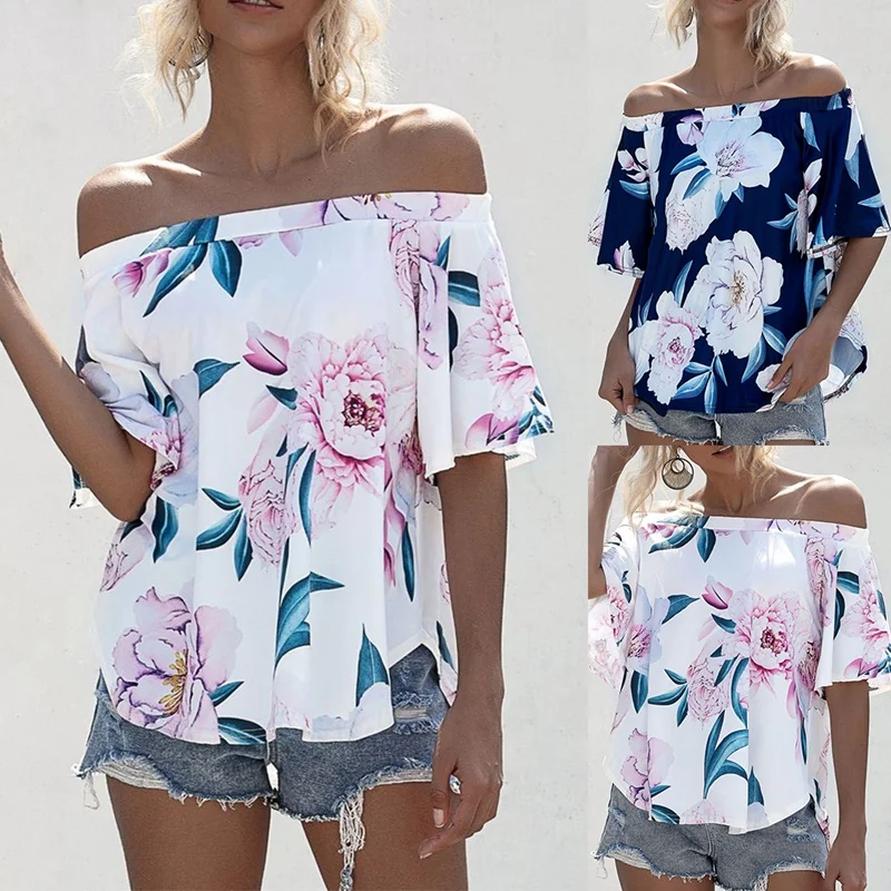 Womens Off Shoulder Floral Print Top Loose Casual Shirts Summer Short Sleeve Blouse
Womens Off Shoulder Floral Print Top Loose Casual Shirts Summer Short Sleeve Blouse