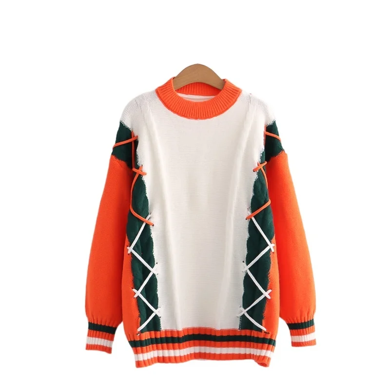 Striped Patchwork Lace Up Women Knit Pullovers Sweaters 2021 Winter Warm Long Sleeve Top Korean Fashion Girly Soft Knitwear
Striped Patchwork Lace Up Women Knit Pullovers Sweaters 2021 Winter Warm Long Sleeve Top Korean Fashion Girly Soft Knitwear