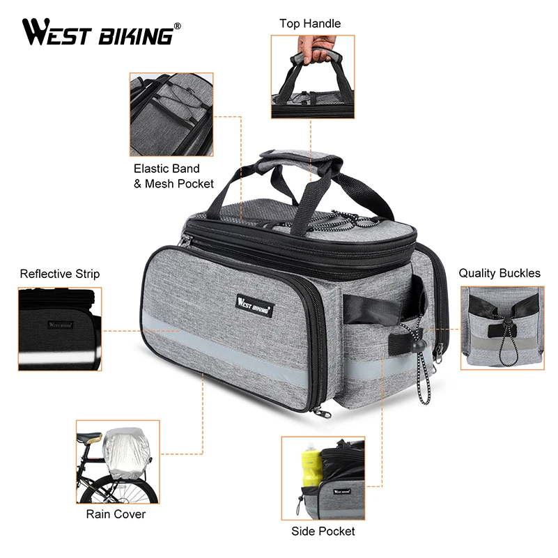 WEST BIKING Mountain Road Bicycle Bag Bike 3 in 1 Trunk Bag Cycling Double Side Rear Rack Tail Seat Pannier Pack Luggage Carrier
WEST BIKING Mountain Road Bicycle Bag Bike 3 in 1 Trunk Bag Cycling Double Side Rear Rack Tail Seat Pannier Pack Luggage Carrier