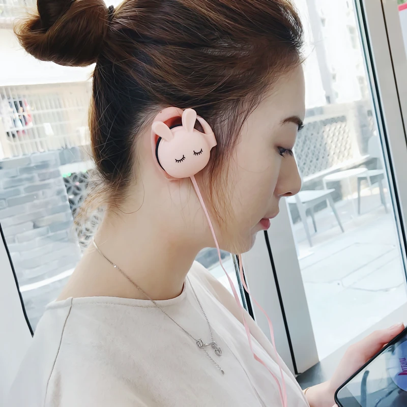 Cartoon Cute Rabbit Sport Earphone Wired Super Bass Noise Reduction 3.5mm Earbud With Built-in Microphone Hands Free | Электроника
