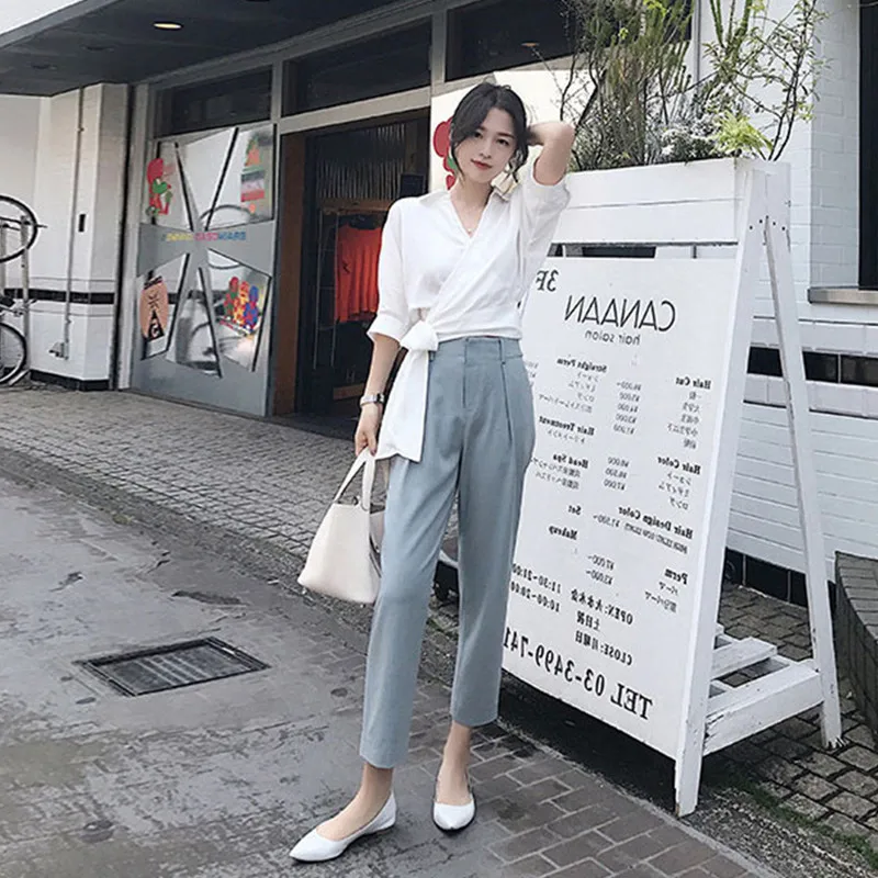 Summer Women's 2 Piece Set White Bow Tie Shirt Top + Wide Leg Pants Women Plus Size 2 Piece Outfits Elegant Office Lady Clothes
Summer Women's 2 Piece Set White Bow Tie Shirt Top + Wide Leg Pants Women Plus Size 2 Piece Outfits Elegant Office Lady Clothes