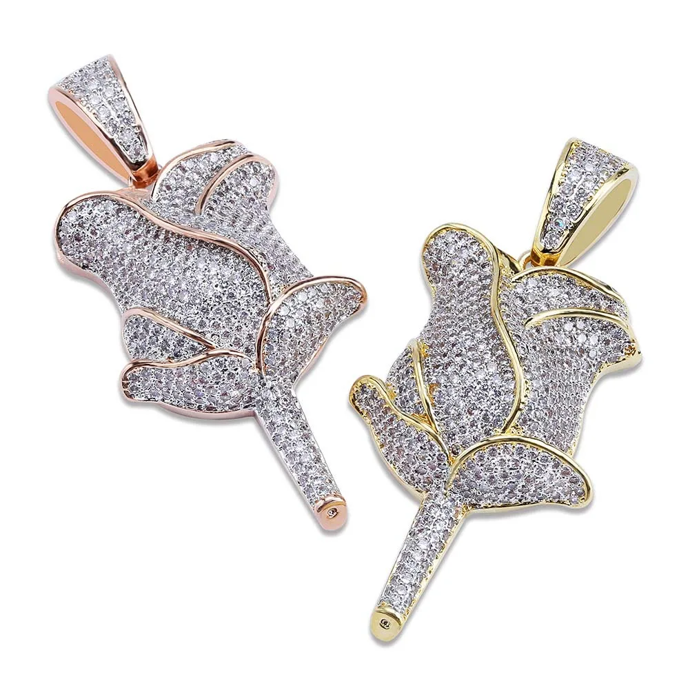 Romantic Rose Flower Pendant Necklace Men Women Jewelry Party Iced Out Hip Hop Necklace Zircon with Stainless Steel Twist Chain
Romantic Rose Flower Pendant Necklace Men Women Jewelry Party Iced Out Hip Hop Necklace Zircon with Stainless Steel Twist Chain
