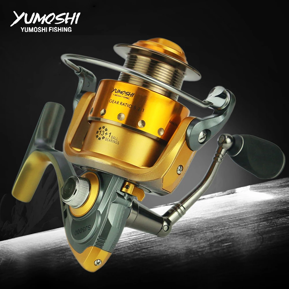 NEW yumoshi 13+1BB 5.5:1 CNC Rocker Fishing Reel pesca carretilha carp fishing spinning reels peche baitcasting casting wheel SJ
NEW yumoshi 13+1BB 5.5:1 CNC Rocker Fishing Reel pesca carretilha carp fishing spinning reels peche baitcasting casting wheel SJ