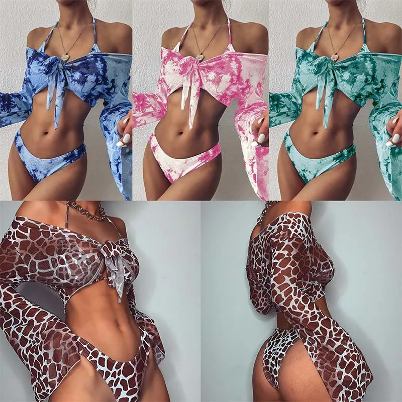 2020 New Leopard Tie Dye Women Swimwear Female Swimsuit Three-pieces Bikini set Halter Bather Bathing Suit Swim Beach Lady
2020 New Leopard Tie Dye Women Swimwear Female Swimsuit Three-pieces Bikini set Halter Bather Bathing Suit Swim Beach Lady