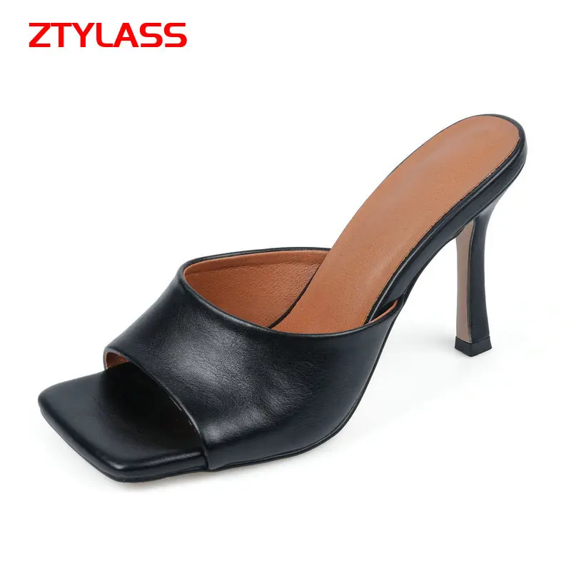 Женские босоножки на высоком каблуке, черные или белые сандалии без застежки, уличные тапочки, лето 2021 
Женские босоножки на высоком каблуке, черные или белые сандалии без застежки, уличные тапочки, лето 2021