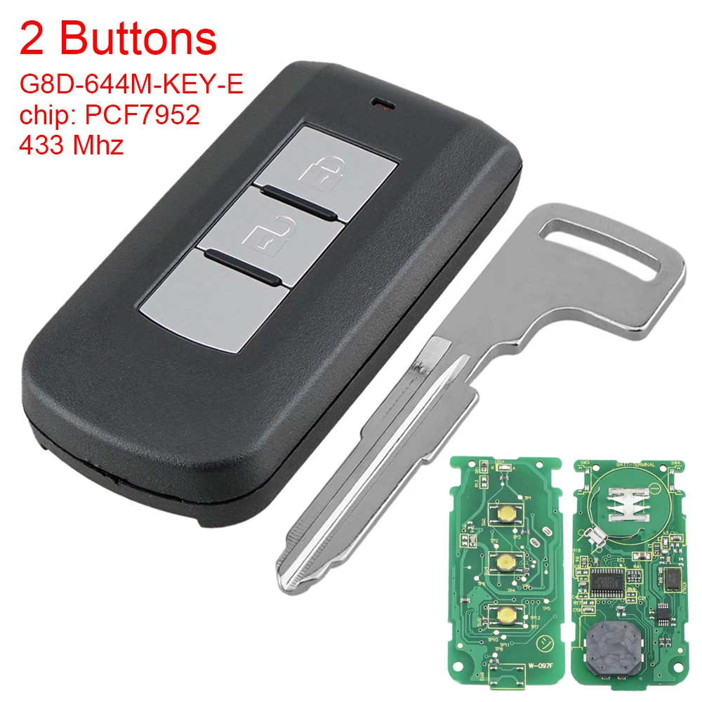 433Mhz 2 Button Smart Remote Key with PCF7952 Chip FCC G8D-644M-KEY-E Auto Key Replacement Fit for Mitsubishi Outlander Sport AS
433Mhz 2 Button Smart Remote Key with PCF7952 Chip FCC G8D-644M-KEY-E Auto Key Replacement Fit for Mitsubishi Outlander Sport AS