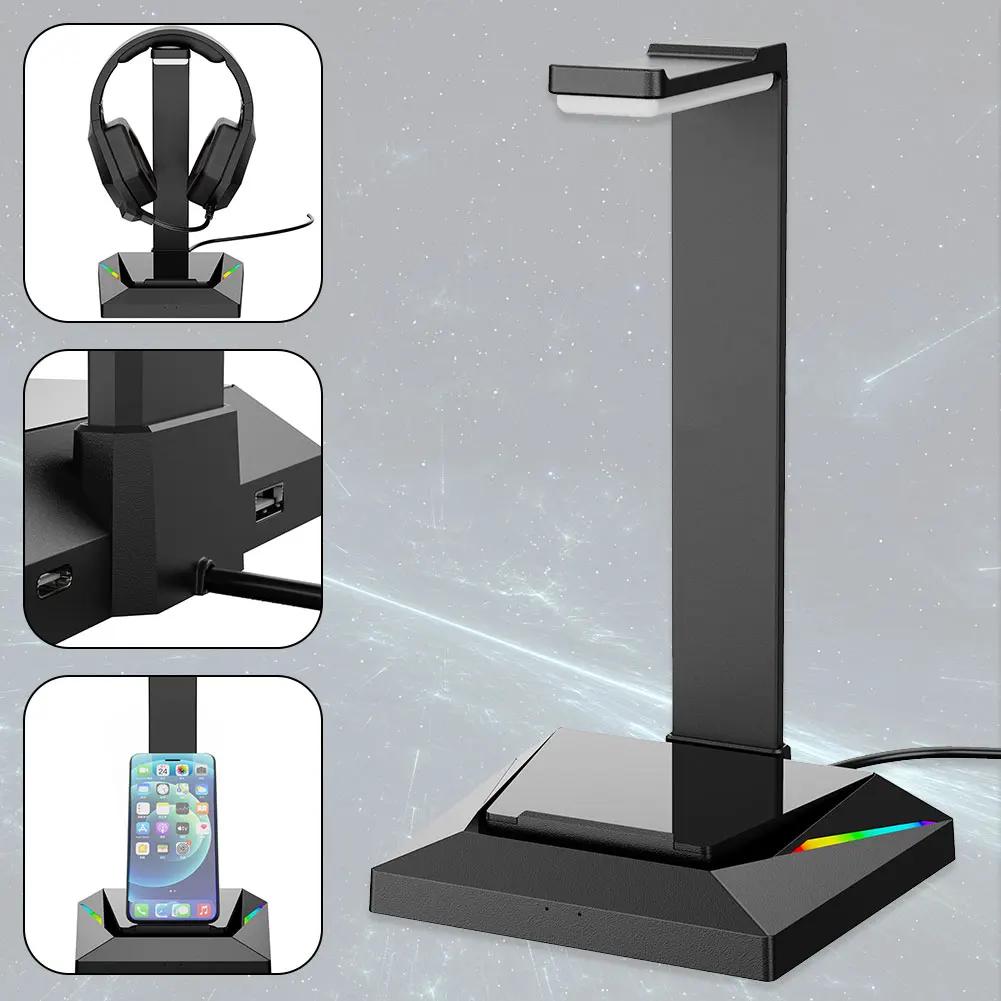 Multi-function Headphone Earphones Desktop Mount Stand RGB USB Display Holder for Gamer Gaming PC Accessories
Multi-function Headphone Earphones Desktop Mount Stand RGB USB Display Holder for Gamer Gaming PC Accessories