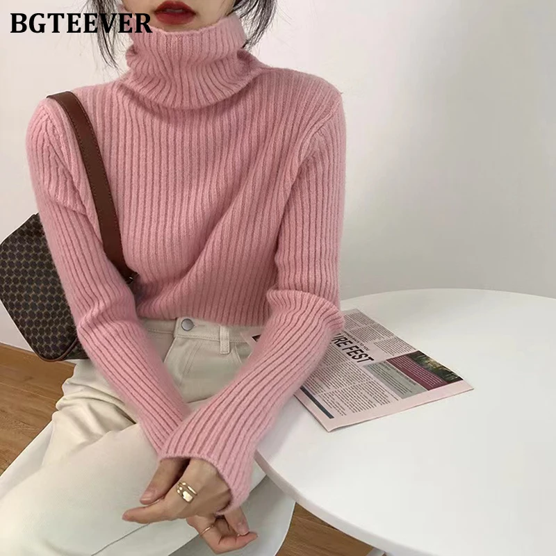 BGTEEVER Chic Turtleneck Ladies Sweater Pullovers Elegant Full Sleeve Slim Female Knitted Tops 2021 Autumn Winter Knitwear
BGTEEVER Chic Turtleneck Ladies Sweater Pullovers Elegant Full Sleeve Slim Female Knitted Tops 2021 Autumn Winter Knitwear
