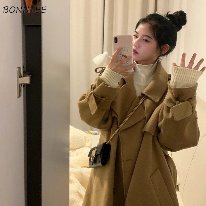 Wool Blends Women Preppy Style Vintage Sweet Teens Outwear Loose Temperament Office Lady All-match Winter Coat Casual Harajuku
Wool Blends Women Preppy Style Vintage Sweet Teens Outwear Loose Temperament Office Lady All-match Winter Coat Casual Harajuku