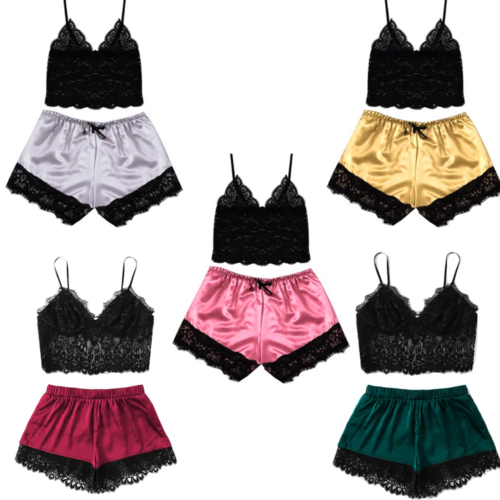 2Pcs Women's Sexy Vest Shorts Lingerie Set Spaghetti Straps Pajamas Sleepwear 2021 Women Sleepwear Clothing Sets Hot New Style
2Pcs Women's Sexy Vest Shorts Lingerie Set Spaghetti Straps Pajamas Sleepwear 2021 Women Sleepwear Clothing Sets Hot New Style