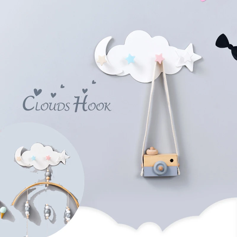 

Креативные милые настенные крючки для одежды в форме звезды луны облака без гвоздей Декоративная вешалка для ключей для детской комнаты ку...