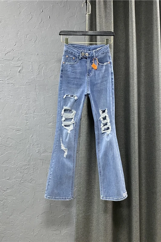 2021 New Summer Clothing Beggar Ripped Pants Women's Light Blue Elastic Slim Jeans Female High Waist Skinny Trousers Fashion
2021 New Summer Clothing Beggar Ripped Pants Women's Light Blue Elastic Slim Jeans Female High Waist Skinny Trousers Fashion