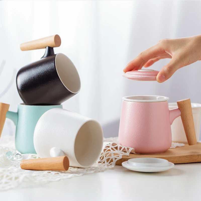 Mug with ceramic wooden handle with lid and strainer 360ml for brewing coffee,tea,milk,etc
Mug with ceramic wooden handle with lid and strainer 360ml for brewing coffee,tea,milk,etc