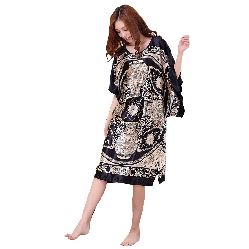 Cute Women Nightgown Sleepwear Print O-neck ladies Night Gown Female Sleeping Dress Silk Satin Sleep Wear
Cute Women Nightgown Sleepwear Print O-neck ladies Night Gown Female Sleeping Dress Silk Satin Sleep Wear